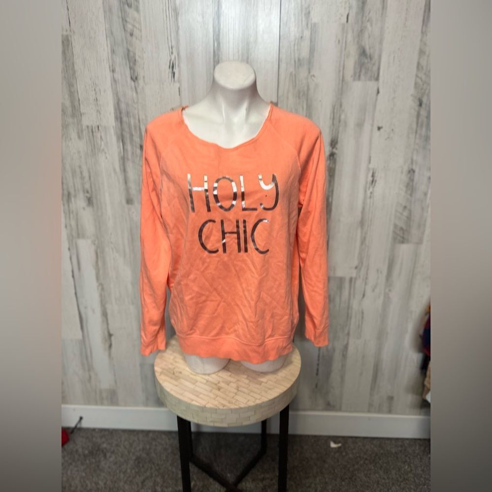 Holy Chic Orange Long Sleeve Pullover Sweater Size L